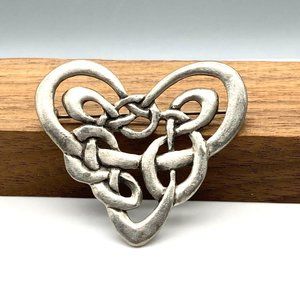 Vintage Cynthia Webb Heart Brooch, Silver Plated Pewter Entwined in My Heart